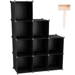 C&AHOME Cube Storage, 9-Cube Bookshelf, Plastic Closet Cabinet Organizer, DIY Stackable Bookcase, Modular Shelving Units Ideal for Home, Office, Kids Room, 36.6