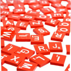 CleverDelights 100 Wood Letter Tiles - Red Color - Complete Set - Game Replacement Crafts Weddings Scrapbooking