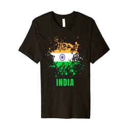 India Retro Vintage Watercolors Indian Flag India Retro Vintage Watercolors Sport Indian Flag Souvenir Premium T-Shirt