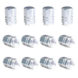 Ziciner Zicine 12 PCS Car Tire Valve Stem Caps, Aluminum Alloy Wheel Valve Covers with Rubber O-Ring, Corrosion Resistant Leak-Proof Tire Air Cap Set, Universal for SUV, Truck, Motorcycle, Bike (Silver)