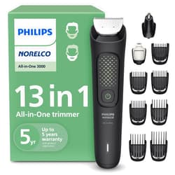 Norelco Philips All-in-One 3000 Series 13 in 1 Trimmer for Men, Beard Trimmer & Head Hair Clipper, Full Metal Self-Sharpening Blades & 8 Length Settings, MG3939/50