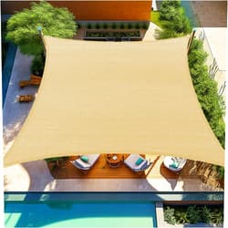 Shade&Beyond Sun Shade Sail Rectangular Curved Canopy 12'X16' Sail Shade Sand Sun Shades Permeable for Patios Backyard Deck (We Make Customized Size)