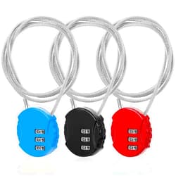 Ferraycle 3 Pieces Cable Luggage Locks 3 Digit Combination Locks Combo Locks Wire Stroller Locks TSA Approved Padlocks for Travel Bike Backpack Cabinet, 30 Inch Wirerope (Black,Blue,Red)