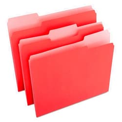 Universal UNV10503 1/3-Cut Tabs Deluxe Colored Top Tab File Folders - Letter Size, Red/Light Red (100/Box)