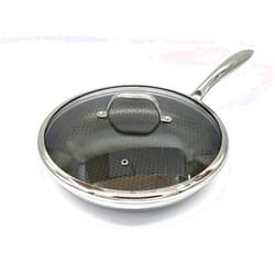 Cooksy 11 Inch Hexagon Surface Hybrid Stainless Steel Frying Pan with Lid