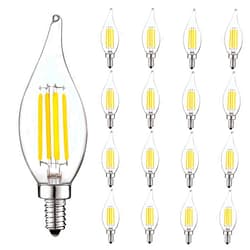 LUXRITE Vintage Candelabra LED Bulb 60W Equivalent, 550 Lumens, 3000K Soft White, LED Chandelier Light Bulbs 5W, Dimmable, Flame Tip Clear Glass, Filament LED Candle Bulbs, E12 Base (16 Pack)