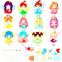 Geetery 24 Pcs DIY Fairy Art Crafts Kit Creative Make Your Own Fairy Felt 3D Sticker Puzzle for Kids Toddler Girls Activity Game Birthday Gifts Party Decoration