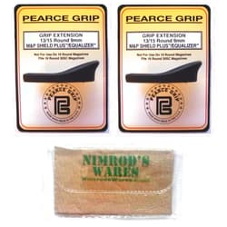 Nimrod's Wares Pearce Grip Extension Compatible with S&W M&P 9 Shield Plus .30SC 16 Rd PG-SP13 Bundle with Microfiber Cloth