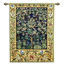 Signare William Morris Blue Tree of Life Wall Hanging Wall Art | 100% Cotton Tapestry (WH-WM-TLBL-1)