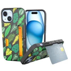 Smartish® iPhone 15 Wallet Case - Wallet Slayer Vol. 2 [Slim + Protective] Credit Card Holder w/Kickstand - Drop Tested Hidden Card Slot Cover Compatible w/Apple iPhone 15 - Leaf Me Alone