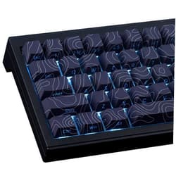 Tsungup Custom Keycaps,PBT Side Printed Keycap Set - Shine Through Keycaps,135 Keys Contour Line Cool Keycaps,Cherry Profile Keyboard Keycaps for Cherry MX Switches Mechanical Keyboards(Black Keycaps)