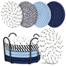 Smgmg Blue Coaster, Drink Coasters, 8 PackCup Coasters, Kitchen Table Decor, Table Decor for Living Room, Bar Accessories for The Home Bar Set, Coaster Set for Wooden Tabletop Protection Table