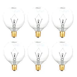 WokHok Wax Warmer Bulbs, 25 Watt Light Bulbs for Full Size Scentsy Warmers,G50/G16.5 Globe E12 Clear Scentsy Bulb for Candle Wax Warmer, Long Lifespan, 120 Volt (6 Pack)