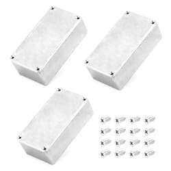 QWORK 125B/1590N1 Aluminium Stomp Box Enclosures, 122 x 66 x 39.5 mm, Unfinished DIY Guitar Pedal Cases with Screws and Rubber Mats, 3 Pcs