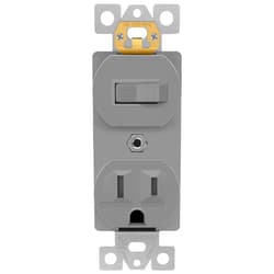 ENERLITES Combination Single Pole Toggle Switch 15A/120VAC and Tamper-Resistant Receptacle 15A/125VAC, Residential Grade, UL Listed, 62150-TR-GY, Gray