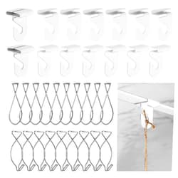 Philbinden 40Pairs PCS Drop Ceiling Hooks for Hanging,20 White Heavy Duty Ceiling Tile Hooks& 20 Drop Ceiling Clips Suspended T-Bar Hooks for Home/Classroom/Office/Wedding Hanging Plants