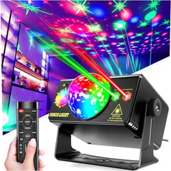 MSUOVH Party Lights DJ Disco Ball & LED Stage Strobe Light with Sound-Activated 10ft USB-C Cable,Remote,Disco Lights for Parties Indoor Use,Birthday,Dance,Clubs,Bar,Living Room,Weddings, Holidays Décor