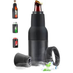 Stepstall 14 oz. Beer Bottle and Can Cooler with Beer Opener,3 in 1 Can Cooler, Slim Can Beer Bottle Insulators Holder, Double Walled Stainless Steel Insulated Can Cooler for Beer,Soda