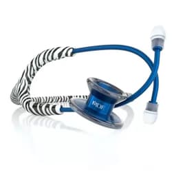 MDF Instruments MDF Zebra MD One Epoch Stethoscope, Lightweight Titanium, Adult, Dual Head, Free-Parts-for-Life, Zebra Tube, Titanium Blue, Capridium Chestpiece-Headset, MDF777TZBCD