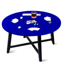 OurWarm Blue Round Felt Tablecloth 36-48 inches, Elastic Fitted Modern Table Cover for Card Games, Mahjong, Poker (1 Pack, All-Season, 7.05 oz, 1.0 Count)