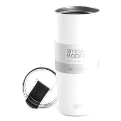 Simple Modern Travel Coffee Mug Tumbler with Flip Lid | Reusable Insulated Stainless Steel Cold Brew Iced Coffee Cup Thermos | Gifts for Women Men Him Her | Voyager Collection | 20oz | Winter White