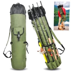 OROOTL Fishing Rod Bag Durable Canvas Fishing Pole Bag Fishing Rod and Reel Organizer Bag Fishing Tackle Backpack with Rod Holder Fishing Pole Case for Men Fishing Gifts