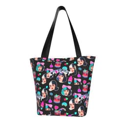 JKSISNIXK Melanie Great Artist Martinez Reusable Grocery Bag for Kitchen Shopping Handbag Tote Bags with Zipper Unisex Beautiful Shoulder Bag Daily Bags for Gym