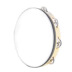 Musfunny Tambourine for adults 10 inch Hand Held Drum Bell Birch Metal Jingles Percussion Gift Musical Educational Instrument for Church KTV Party (10 inch)