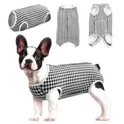 Kuoser Surgical Recovery Suit, Plaid Surgery Recovery Suit for Female Male Dogs, Dog Professional Dog Onesie After Surgery, Anti-Licking E-Collar & Cone Alternative for Abdominal Wounds Skin Disease