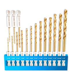 ARESMRO Hex Shank Drill Bit Set (13Pcs Set+3 Pcs Free), Premium 4341 HSS Titanium Impact Hex Drill Bits for Wood, Steel, Metal, Plastic, Quick Change Design (1/16-1/4)