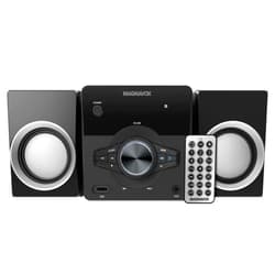 Magnavox MM442 3-Piece Top Loading CD Shelf System with Digital PLL FM Stereo Radio, Bluetooth Wireless Technology, and Remote Control in Black | Blue Lights | LED Display | AUX Port Compatible |