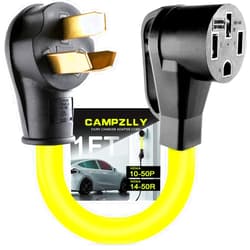 Campzlly EV Charger Adapter Cord, NEMA 10-50P to 14-50R Adapter, 50Amp Plug to 4 Prong Female, Compatible with EV for Level 2 Charging, STW 6 Gauge, ETL Listed