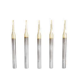 Amana Tool 51470-Z-5 5-Pack CNC SC Spiral O Single Flute Aluminum Cutting 1/16 D x 1/4 CH x 1/8 SHK x 1-1/2 Inch Long Up-Cut ZrN Coated Router Bits with Mirror Finish