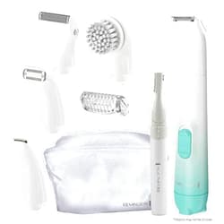 Remington Smooth & Silky Body & Bikini Kit, Cordless bikini trimmer and shaver for women, Waterproof for grooming in the shower, White/Green