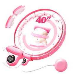 Humixx Infinity Hoop for Adult Weight Loss, 2 in 1 Smart Fitness Hoop with Counter & Detachable Knots, Weighted Exercise Fit Hoop Suitable for Women and Kids, Pink