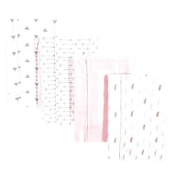 Luvable Friends Unisex Baby Cotton Flannel Burp Cloths, Girl Feathers, One Size