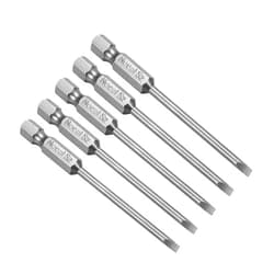 uxcell 5 Pcs 3mm Slotted Tip Magnetic Flat Head Screwdriver Bits, 1/4 Inch Hex Shank 3-inch Length S2 Power Tool