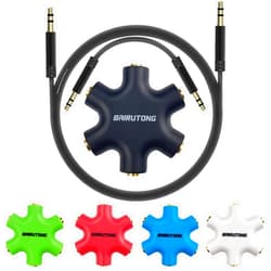 Bairutong 5-Jack Multi Headphone Audio Splitter,Headphone Jack Splitter,Audio Splitter with 3.5mm Stereo Cable 20cm & 100cm,5-Pack