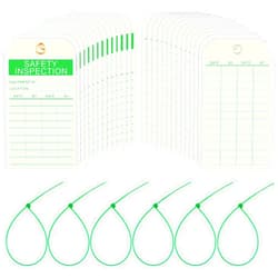Chunful 50 Pack Safety Inspection Tag Accident Prevention Tag Fire Extinguisher Tags with Zip Ties Multi Purpose Cable Ties for Indoor Outdoor Fire Extinguisher Scaffold Ladder (Green)