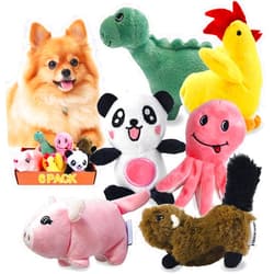 LEGEND SANDY Squeaky Plush Dog Toy Pack for Puppy, Small Stuffed Puppy Chew Toys 6 Dog Toys Bulk with Squeakers, Cute Soft Pet Toy for Small Medium Size Dogs