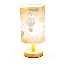 LOPYEIJFG Minimalist Bedside Table Lamp hot Air Balloons Clouds Moon Sky Watercolor Seamless for Kids Cute Wood Nightstand Lamp Bedside Desk Lamp Wood Base Flaxen Fabric Shade for Bedroom Living Room