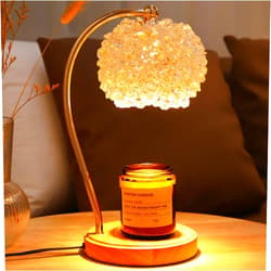 Quntis Candle Warmer Lamp with Timer, Handcrafted Crystal Candle Lamp Warmer Dimmable for Jar Candles, Mom Women Gifts for Christmas, Home Decor Bedroom Living Room, Scented Wax Warmer with 2 Bulbs