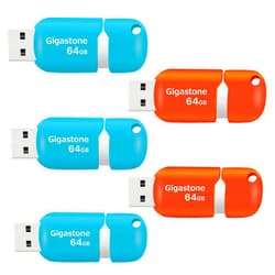 Gigastone V10 64GB 5-Pack USB2.0 Flash Drive Thumb Drive Memory Stick Pen Drive Capless Retractable Design (Multi Color) U207 64GB 5-Pack