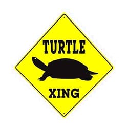 JINKAIRUI Metal Tin Sign Great Road Turtle Xing Crossing with Graphic Caution Slow Animal Toitoise Crossing Yellow Diamond Sign for Home Indoor Outdoor Wall Decor Sign 12