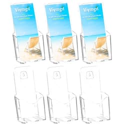 Viymgit Brochure Holder Stand, 6 Pack 4 inches Acrylic Pamphlet Display Stand Wall Mount/Countertop, Clear Plastic Trifold Rack Card Holder for Organizer Flyer, Leaflets, Document, Literature