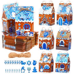 Blulu 60 Set Mini Gift Boxes - Gingerbread House Candy Cookie Boxes for Hanukkah Holiday Packaging