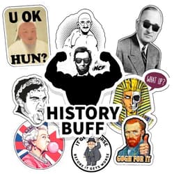 1step2dream 102 Funny History Meme Stickers Pack, Funny & Witty Design for Teacher for Students-Gift for History Buff