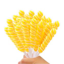 LIDATREE Twisty Lollipop, Yellow Twist Lollipops Individually Wrapped Bulk, Kid's Whirley Lollipops Candy for Decorating Birthday, 12g Lemon Flavor 30 Pack