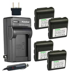 Kastar 4-Pack Battery and AC Charger with Car Adapter Compatible with Sharp VL-E680U, VL-E685U, VL-E700, VL-E700U, VL-E720, VL-E720H, VL-E720U, VL-E750U, VL-E760, VL-E760H, VL-E760U, VL-E765U