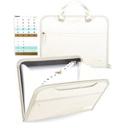 Sooez Heavy Duty Accordion File Organizer with Hidden Handle, Portable 12 Pockets Expanding File Folders, Cloth Monthly Bills Receipt Organizer for Letter/A4, School Classroom Home & Office Supplies